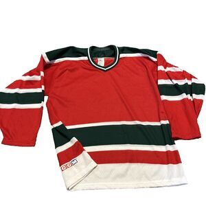 Vintage 80s CCM Large Maska Devils Colors - NHL Hockey Jersey Red Green USA TAG